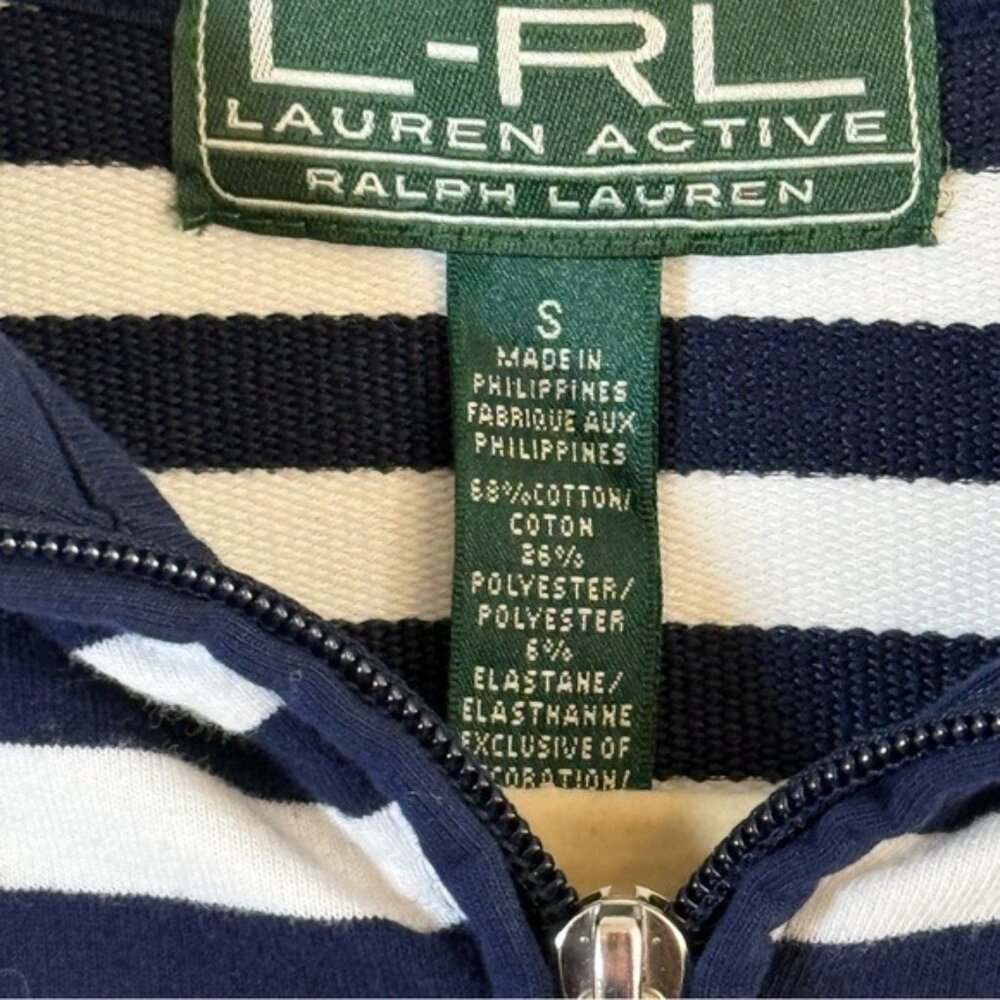 Lauren Ralph Lauren Active Women’s Zip Up Jacket Size Small Striped Retro - Picture 11 of 12